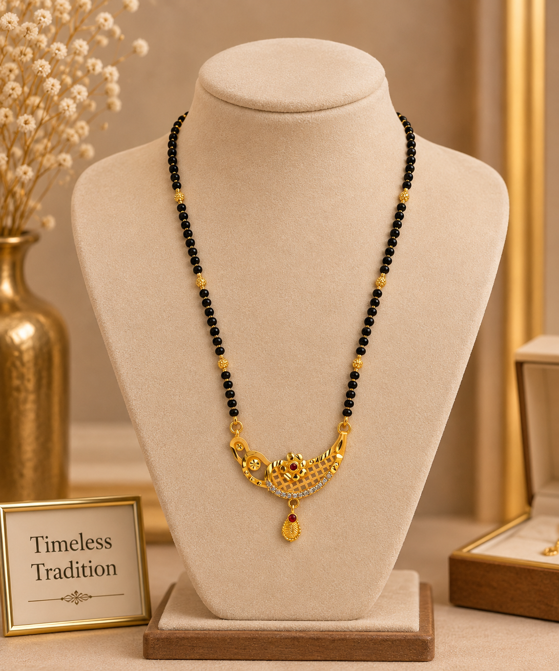 Elegant Black Beaded Mangalsutra Necklace for Women