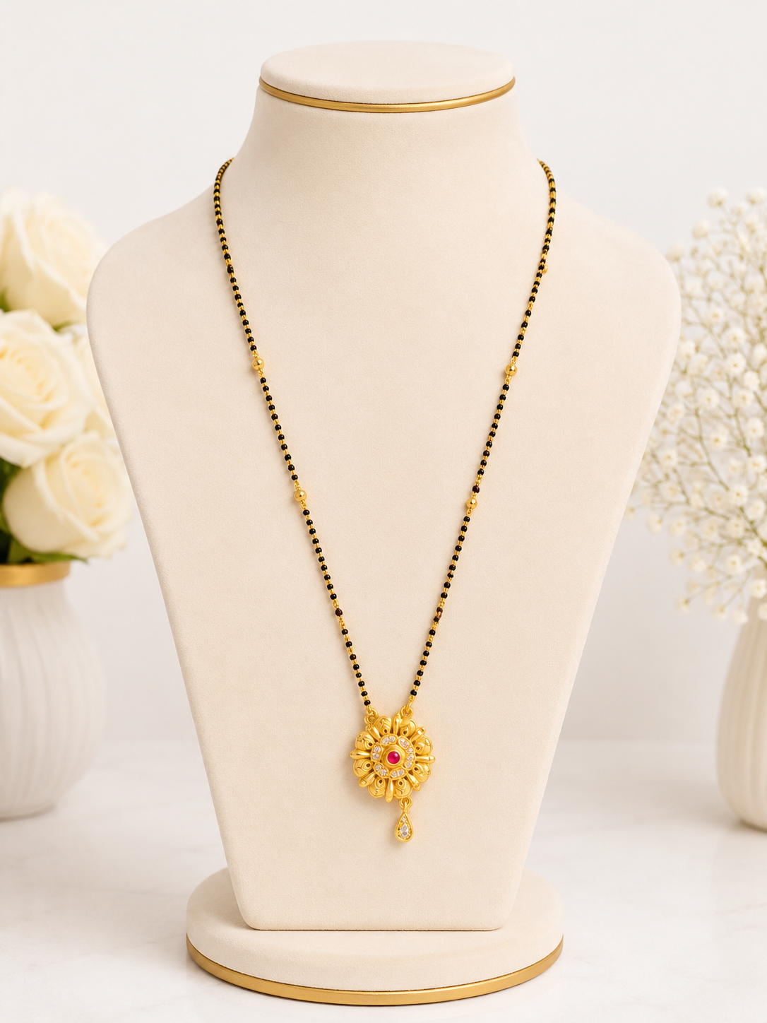 Royal Floral Ruby Mangalsutra