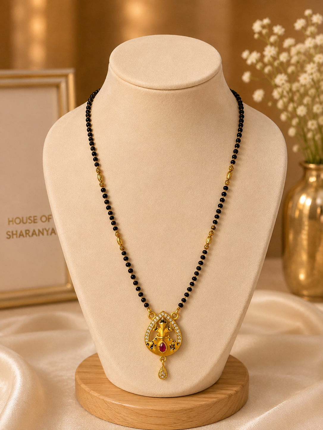 Divine Teardrop Ruby Designer Mangalsutra
