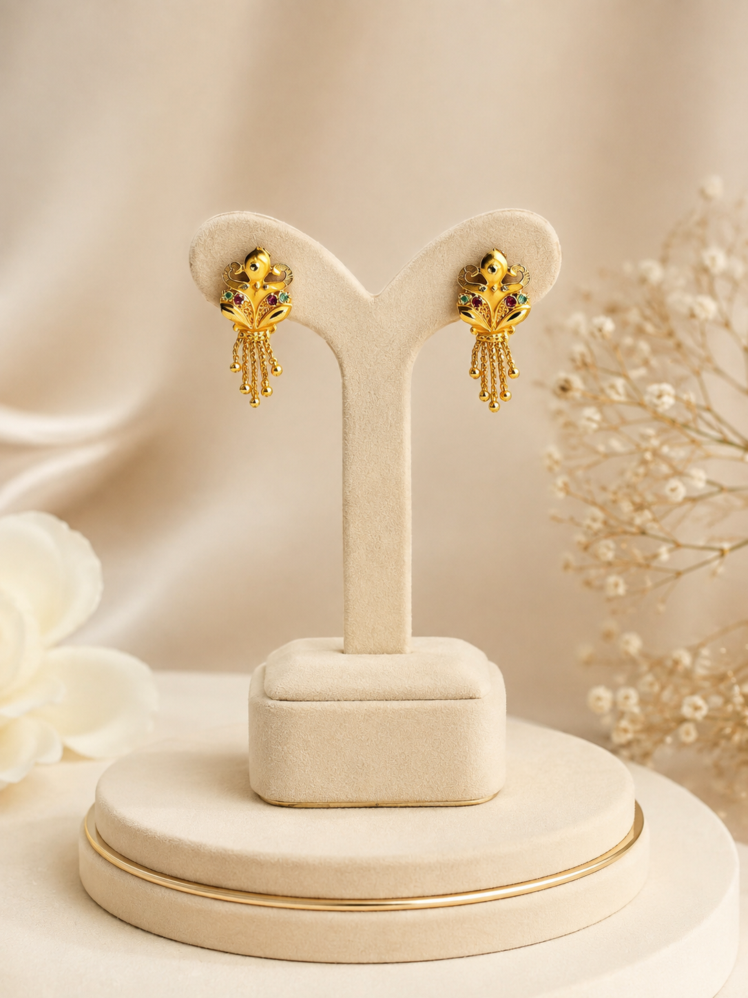 Royal Multicolor Floral Drop Earrings