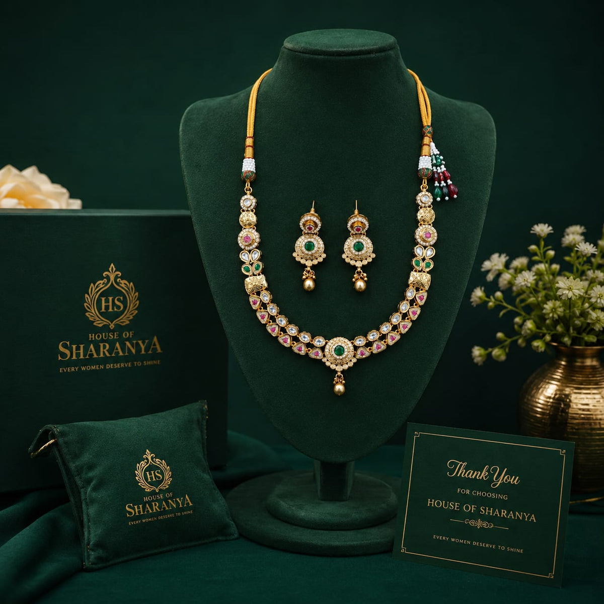 Royal Emerald Heritage Necklace Set