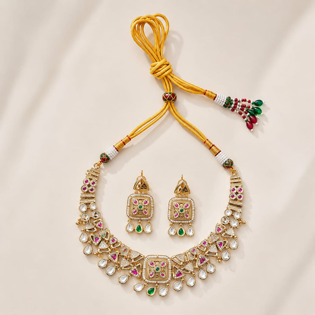 Royal Emerald & Pink Heritage Necklace Set