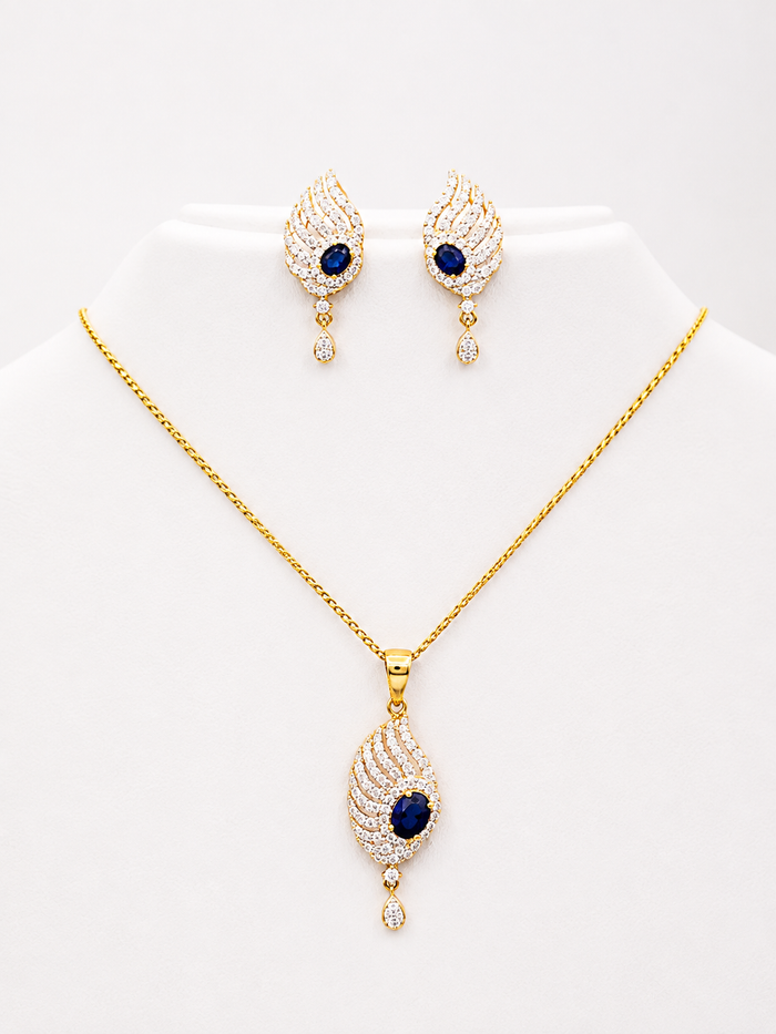 Royal Sapphire Blue Teardrop Necklace Set for Women