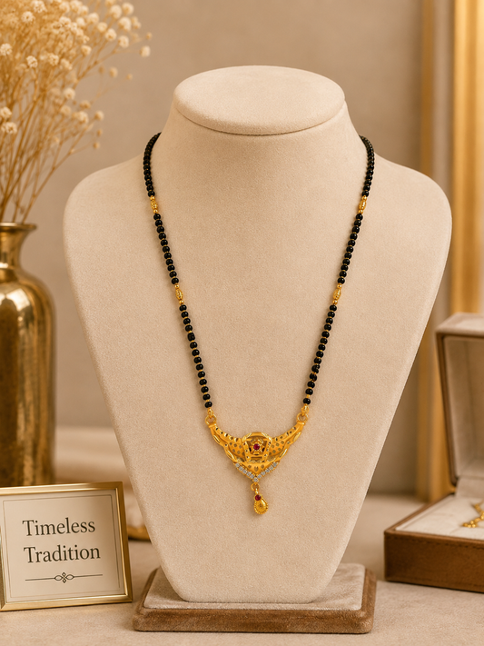 Royal Gold-Tone Black Bead Mangalsutra