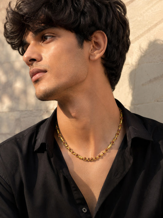Premium Golden Beaded Chain for Men – Elegant Everyday Necklace