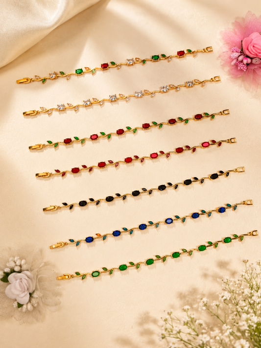 Multicolor Gemstone Bracelet for Women – Elegant Leaf Design Jewellery