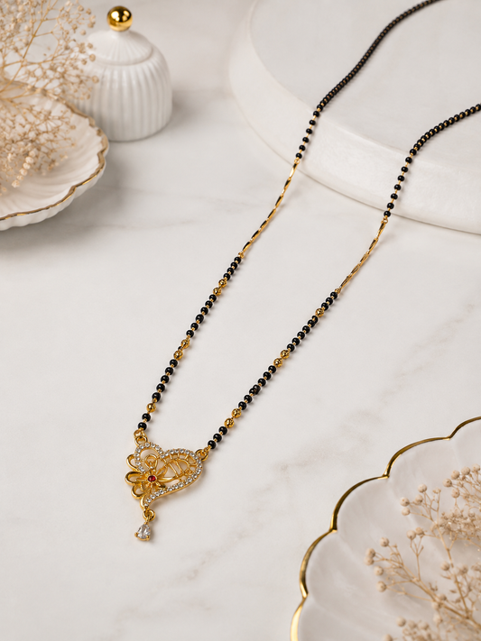Royal  Gold Plated Black Beads Mangalsutra for Women