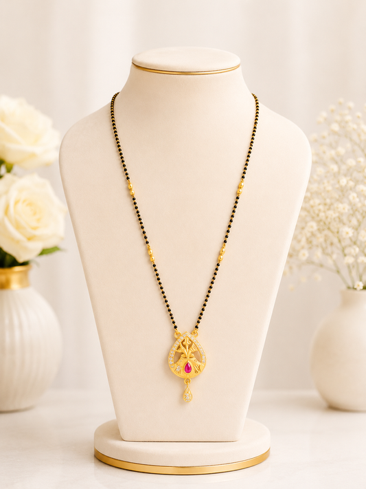 Royal Teardrop Ruby Mangalsutra Necklace