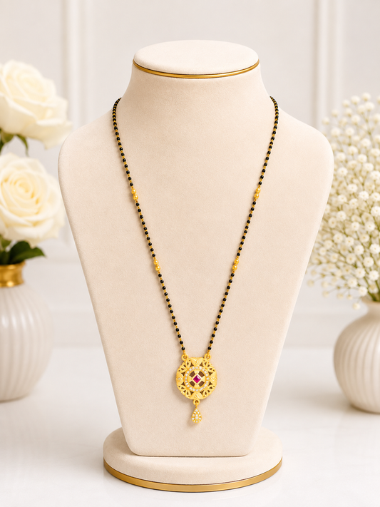 Diamond Frame Ruby Designer Mangalsutra