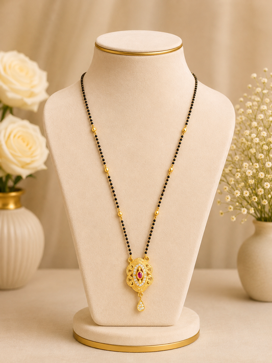 Traditional Oval Ruby Elegance Mangalsutra