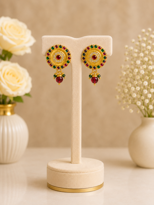 Royal Kundan Multicolor Chandbali Earrings