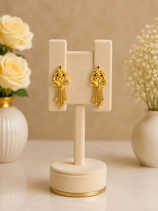 Royal Lakshmi Temple Gold Drop Earrings