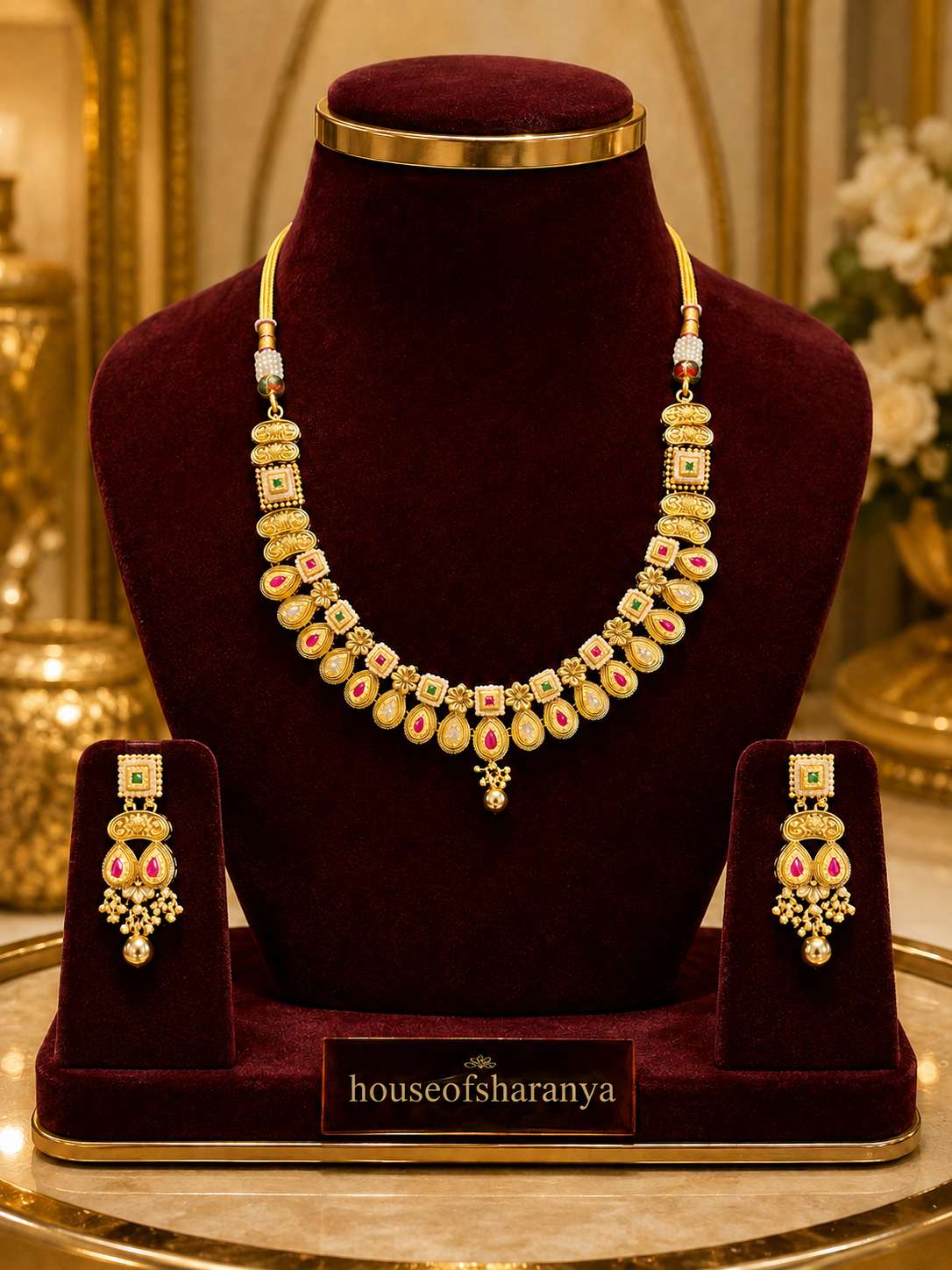 Royal Meenakari-Inspired Kundan Necklace Set with Matching Earrings