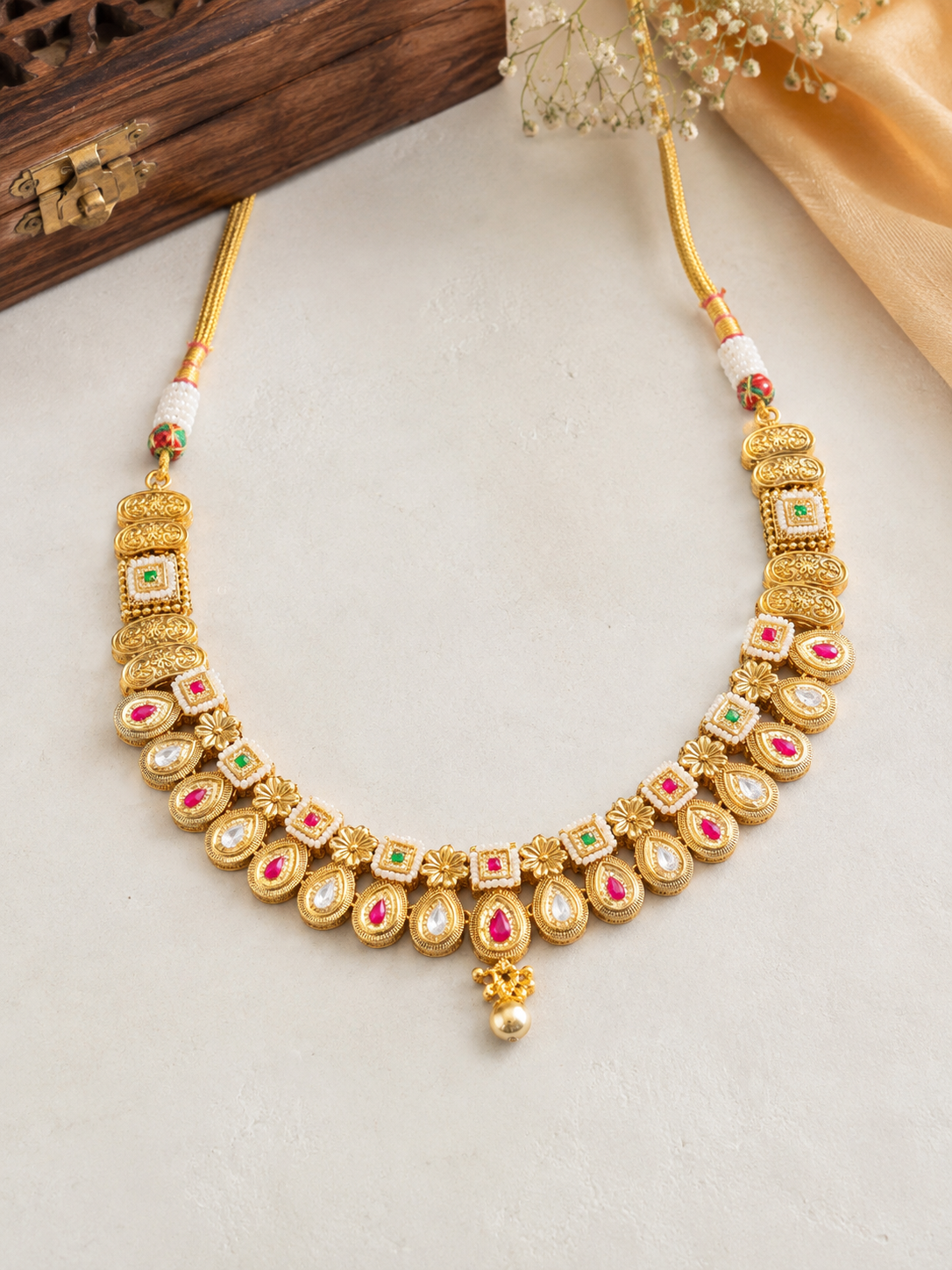 Royal Meenakari-Inspired Kundan Necklace Set with Matching Earrings