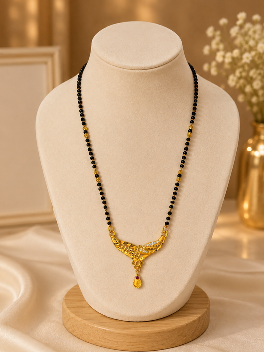 Peacock Curve Ruby Designer Mangalsutra