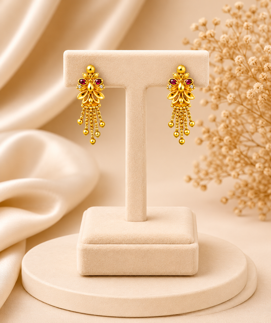 Gold-Plated Floral Dangler Earrings