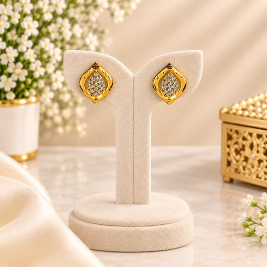 Gold Plated Crystal Stud Earrings for Women