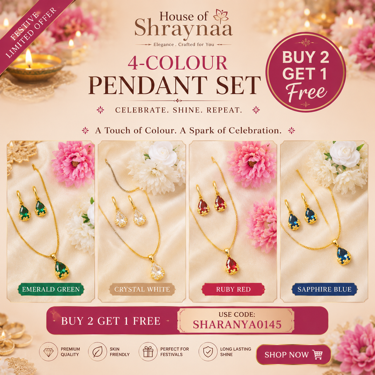4-colour Pack of Pendals